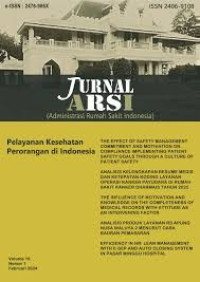 Image of Jurnal Nasional ARS : Jurnal ARSI (Administrasi Rumah Sakit Indonesia) Vol.8 Nomor 2, Juni 2022